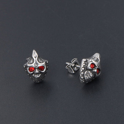 Halloween Retro Diamonds Red Eye Stud Earrings-Jewearrings