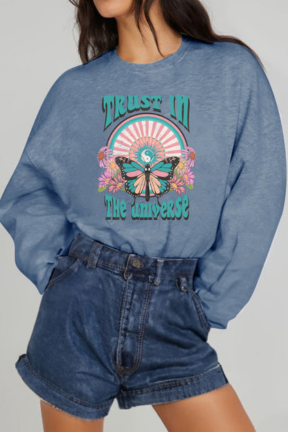 Simply Love Simply Love Full Size TRUST IN THE UNIVERSE Graphic Sweatshirt-Jewearrings