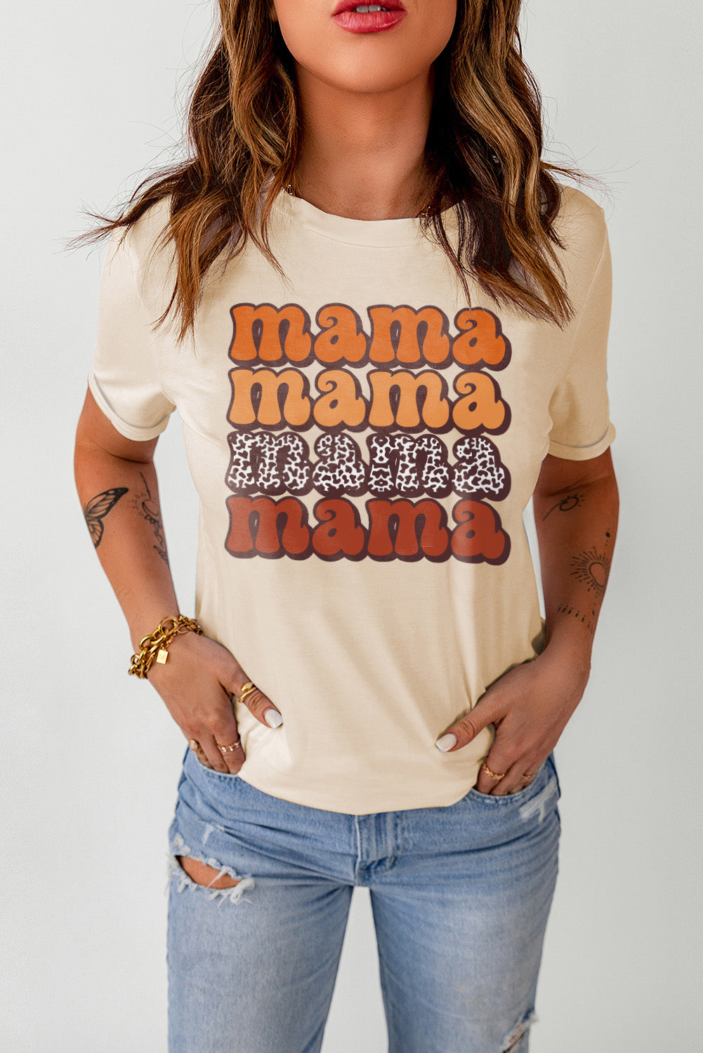 MAMA Graphic Cuffed Sleeve Tee-Jewearrings