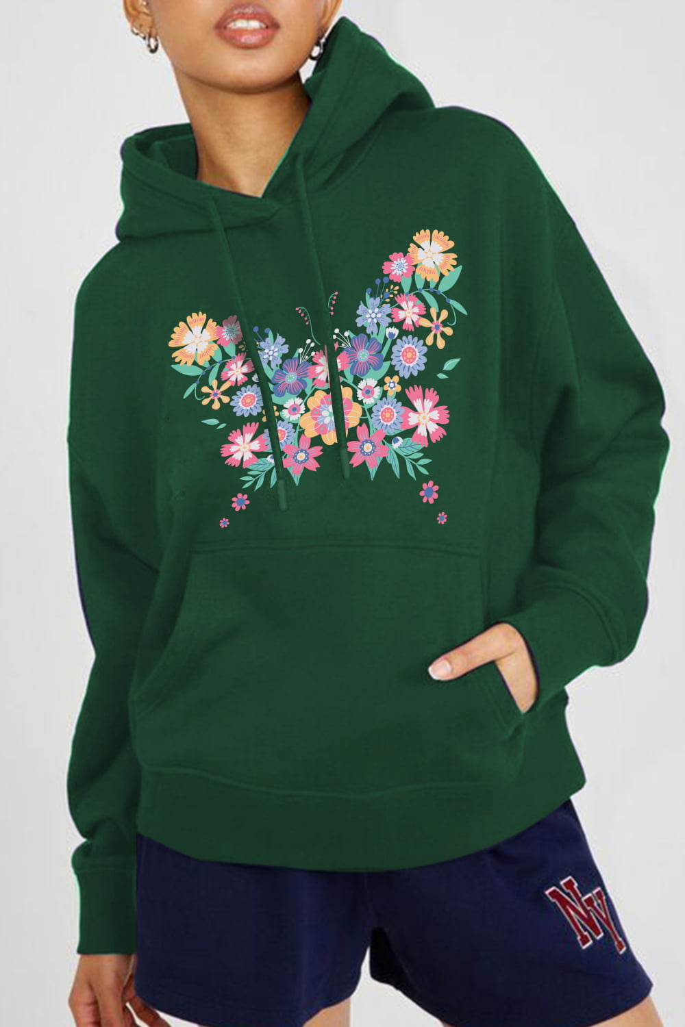 Simply Love Simply Love Full Size Floral Butterfly Graphic Hoodie-Jewearrings