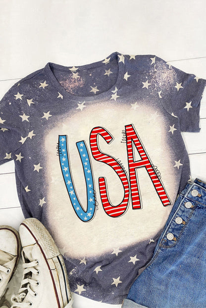 USA Round Neck Short Sleeve T-Shirt-Jewearrings