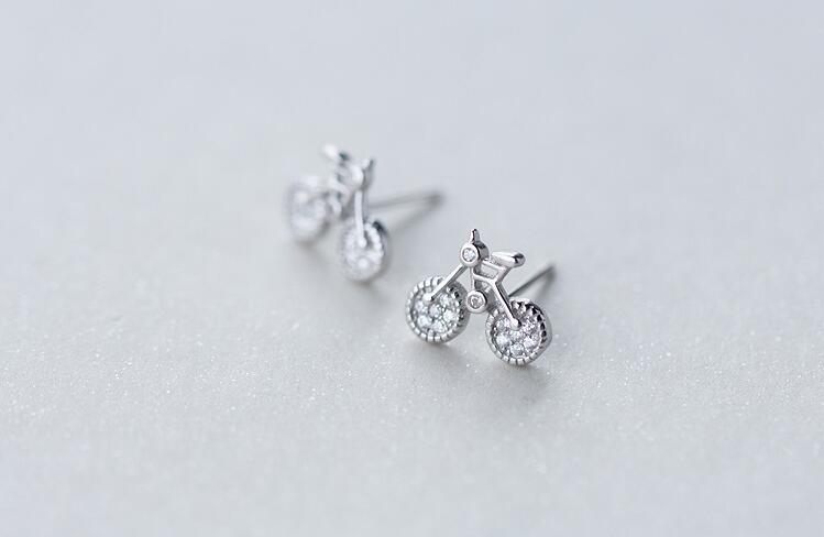 925 Sterling Silver Bicycle Earrings Women's Korean Version-Jewearrings