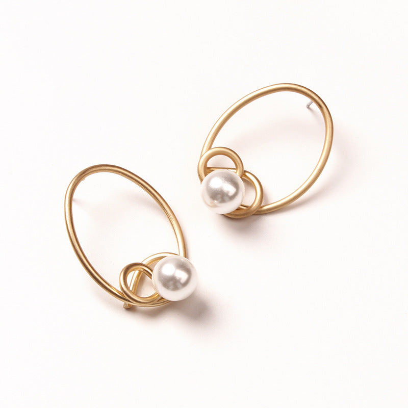 Simple Water Drop Pearl Gold Alloy Earrings Women's Fashion Temperament Earrings-Jewearrings