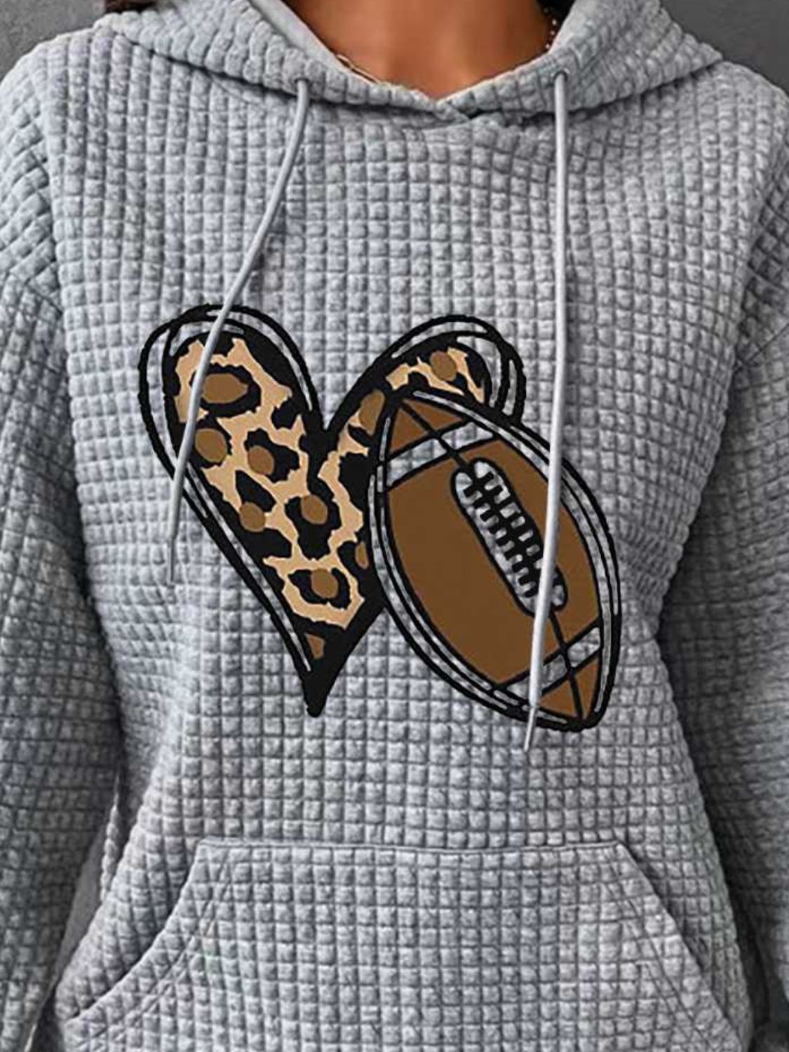 Heart & Football Graphic Hoodie-Jewearrings