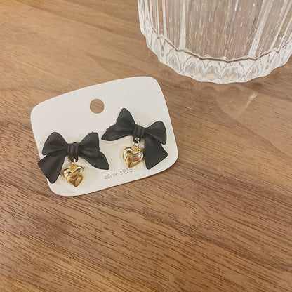 Metal Ladies Bow Love Earrings-Jewearrings