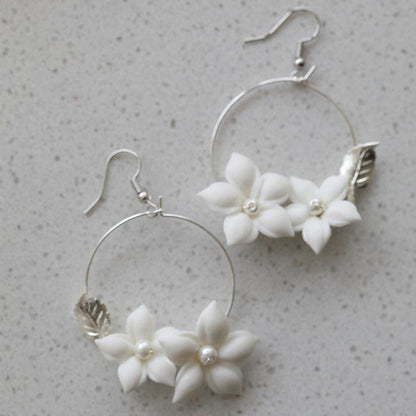 Ceramic Earrings Floral Women's Gold-Jewearrings