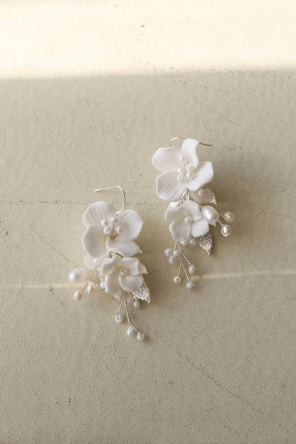 Ceramic Flower Earrings Shell Flower Freshwater-Jewearrings