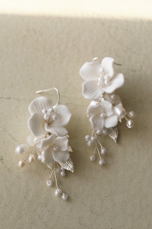 Ceramic Flower Earrings Shell Flower Freshwater-Jewearrings