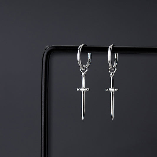 Glossy Cross Sword Creative Personality Earrings-Jewearrings