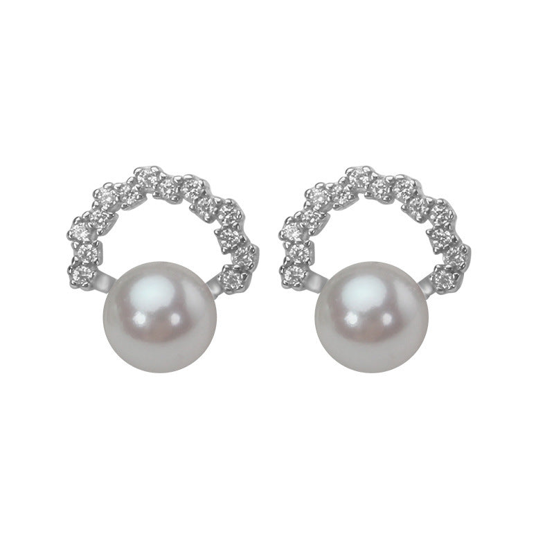 6-7mm Sea Pearls Stud Earrings S925 Sterling Silver-Jewearrings