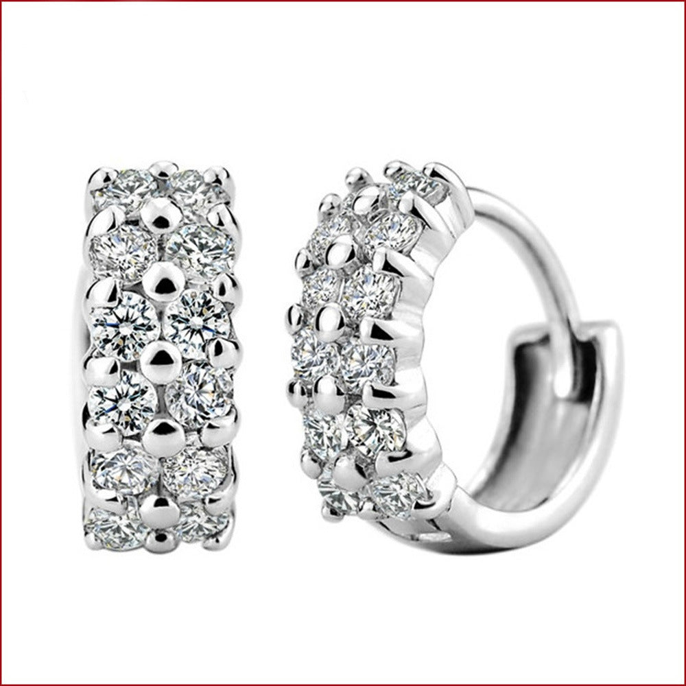 Silver Plated Double Row Drop Drop Earrings-Jewearrings