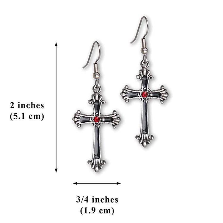 Gothic Vintage Cross Axe Earrings Exaggerated Halloween-Jewearrings