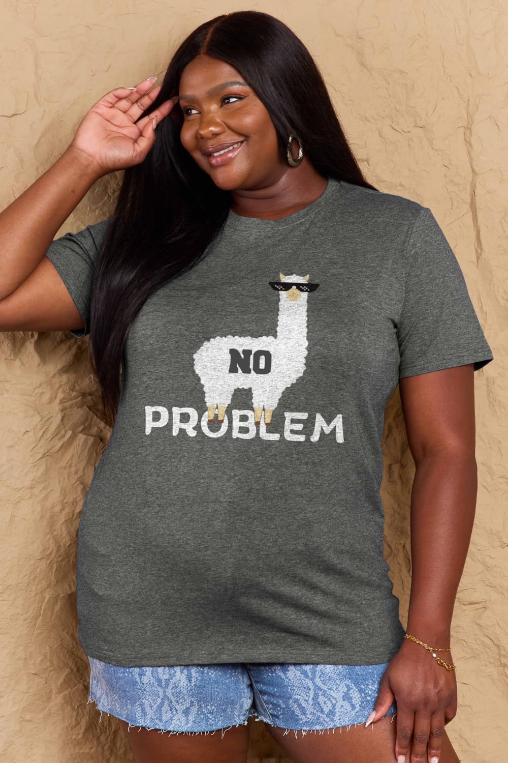 Simply Love Full Size NO PROBLEM Graphic Cotton Tee-Jewearrings