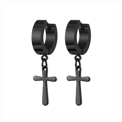 Fashion Cross Pendant Drop Earrings For Men-Jewearrings