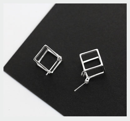 Cube Hollow Geometric Earrings Women's Trendy Sterling Silver-Jewearrings