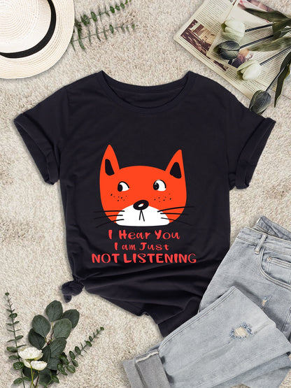 I HEAR YOU I AM JUST NOT LISTENING Round Neck T-Shirt-Jewearrings