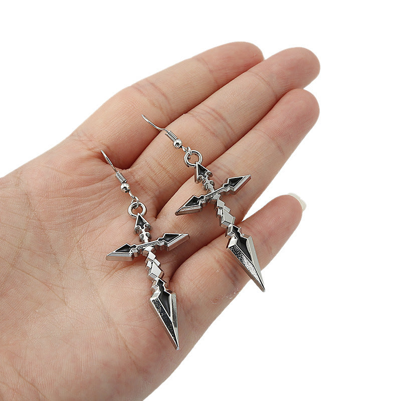 Electroplating Epoxy Cross Zinc Alloy Earrings-Jewearrings