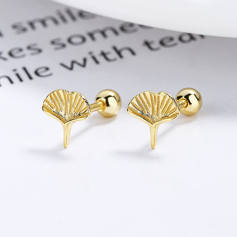 Apricot Leaf Thread Stud Earrings Women's Sterling Silver Fashion-Jewearrings