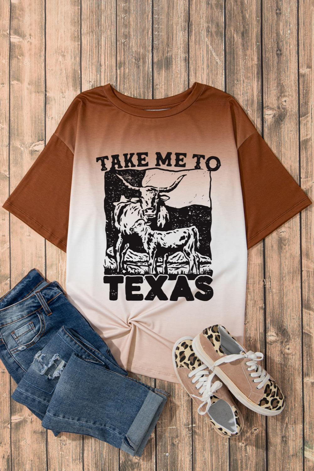 TAKE ME TO TEXAS Round Neck Short Sleeve T-Shirt-Jewearrings