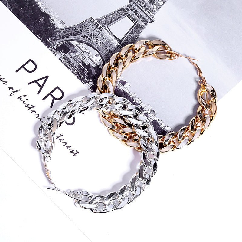 Chain alloy hoop earrings-Jewearrings