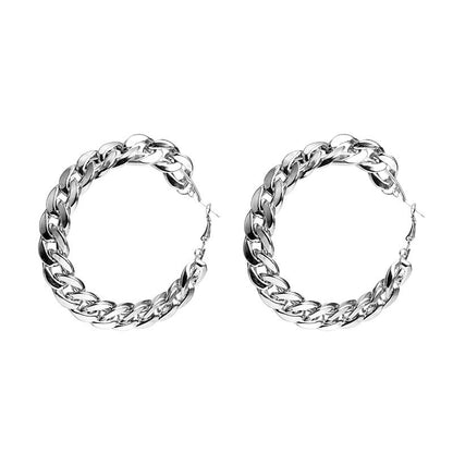 Chain alloy hoop earrings-Jewearrings