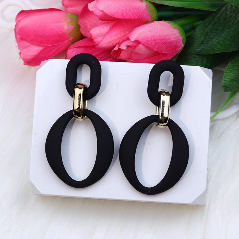 Chain Buckle Spray Paint Earrings Fashion Personality Acrylic-Jewearrings