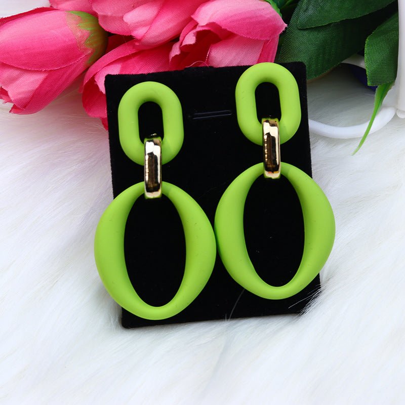 Chain Buckle Spray Paint Earrings Fashion Personality Acrylic-Jewearrings