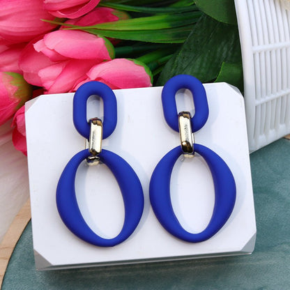 Chain Buckle Spray Paint Earrings Fashion Personality Acrylic-Jewearrings