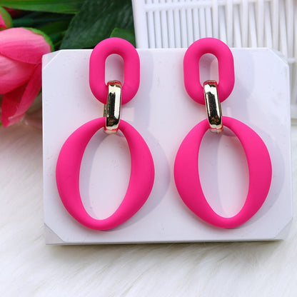 Chain Buckle Spray Paint Earrings Fashion Personality Acrylic-Jewearrings