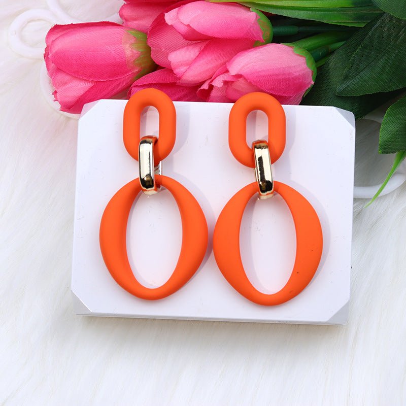 Chain Buckle Spray Paint Earrings Fashion Personality Acrylic-Jewearrings