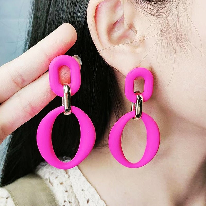 Chain Buckle Spray Paint Earrings Fashion Personality Acrylic-Jewearrings