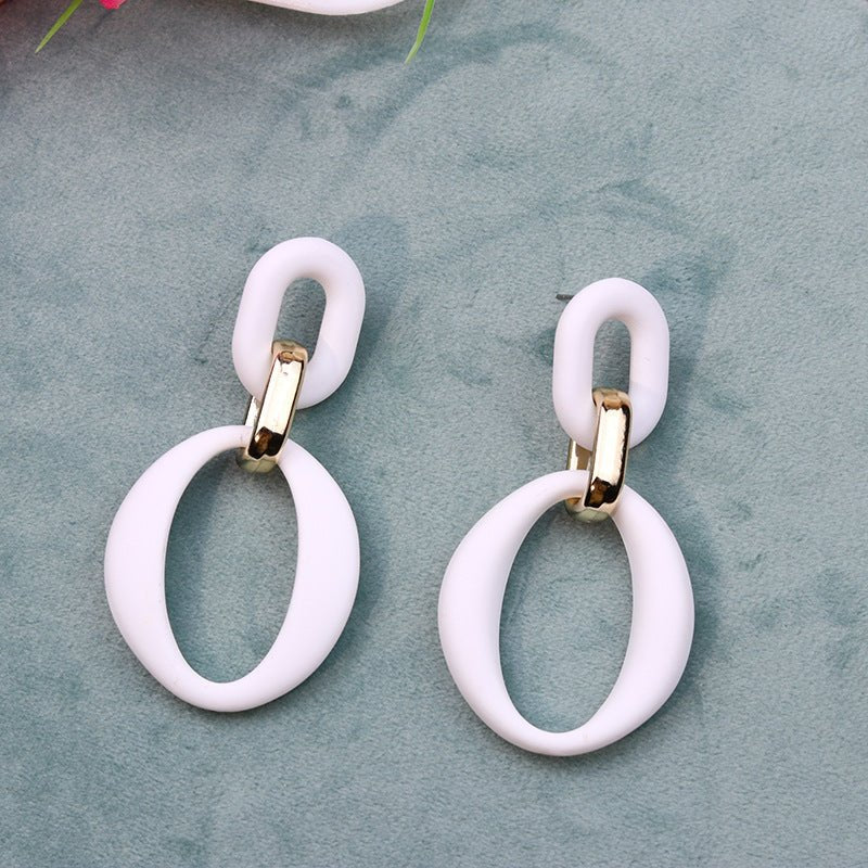 Chain Buckle Spray Paint Earrings Fashion Personality Acrylic-Jewearrings