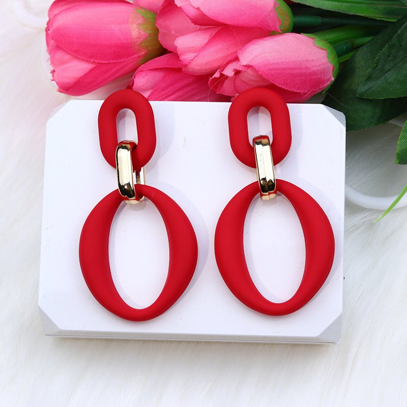 Chain Buckle Spray Paint Earrings Fashion Personality Acrylic-Jewearrings