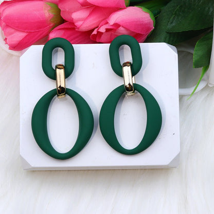 Chain Buckle Spray Paint Earrings Fashion Personality Acrylic-Jewearrings