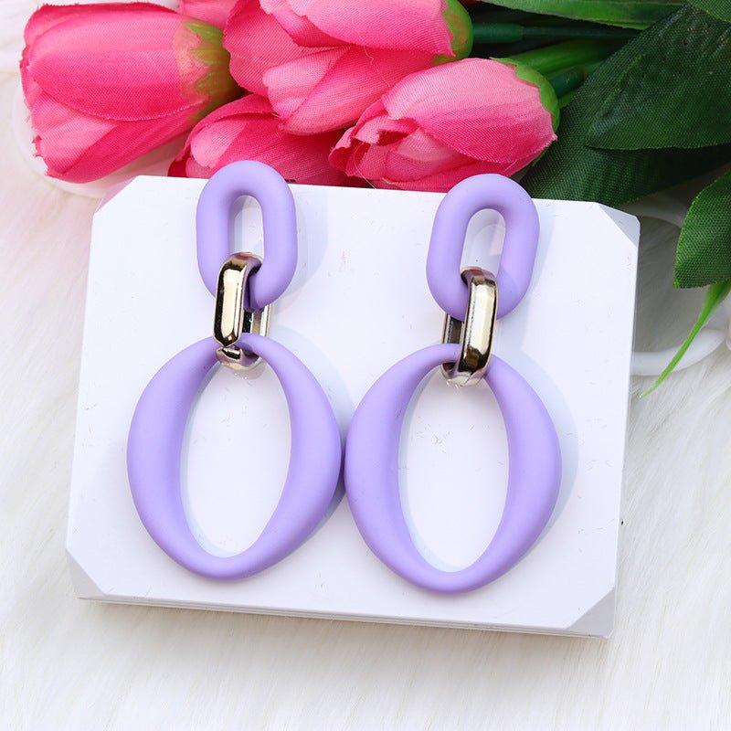 Chain Buckle Spray Paint Earrings Fashion Personality Acrylic-Jewearrings