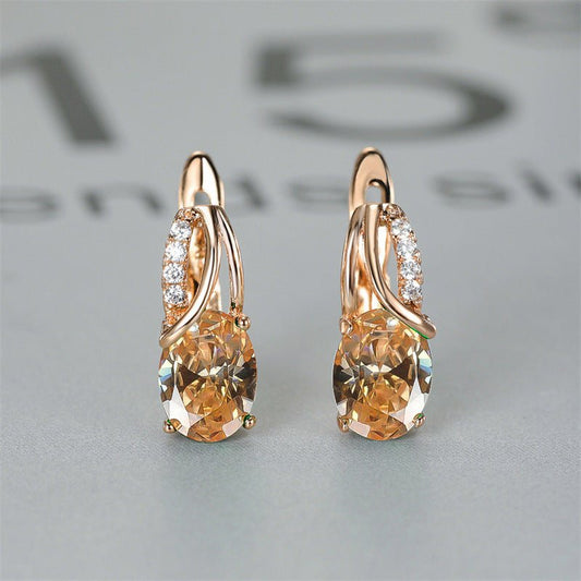 Champagne Gold Earrings Wedding Engagement-Jewearrings