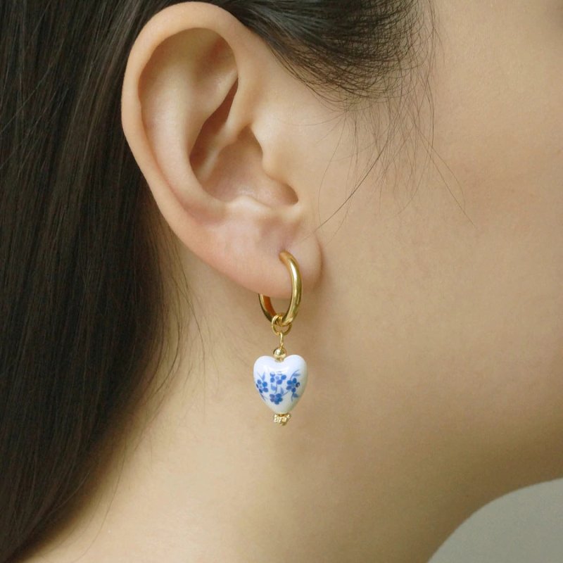 Chinese Style Elements Retro Blue And White Porcelain Earrings-Jewearrings