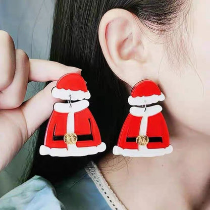 Christmas Clothes Hat Deer Earrings Acrylic-Jewearrings