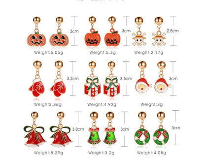 Christmas Snowflake Pumpkin Rainbow Earrings Women-Jewearrings