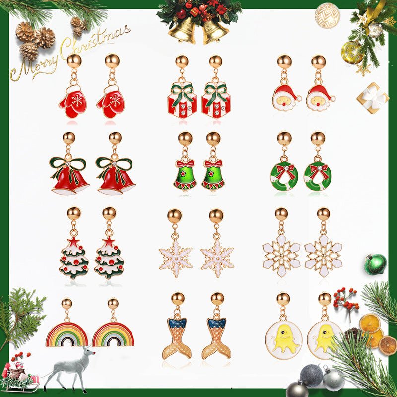 Christmas Snowflake Pumpkin Rainbow Earrings Women-Jewearrings