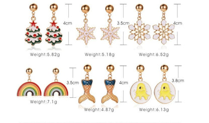 Christmas Snowflake Pumpkin Rainbow Earrings Women-Jewearrings