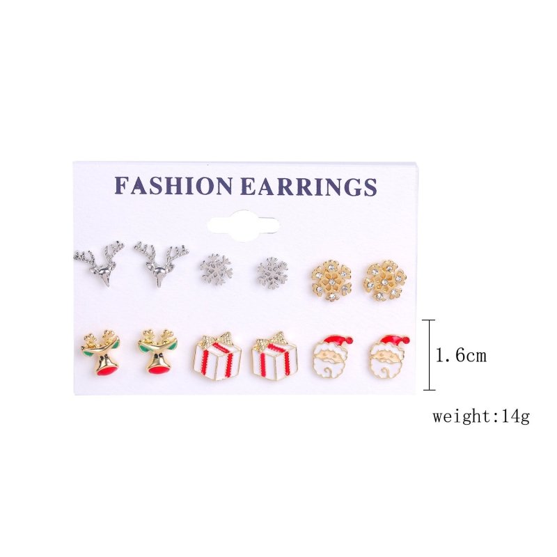 Christmas Stud Earrings Diamond Snowflake Set-Jewearrings