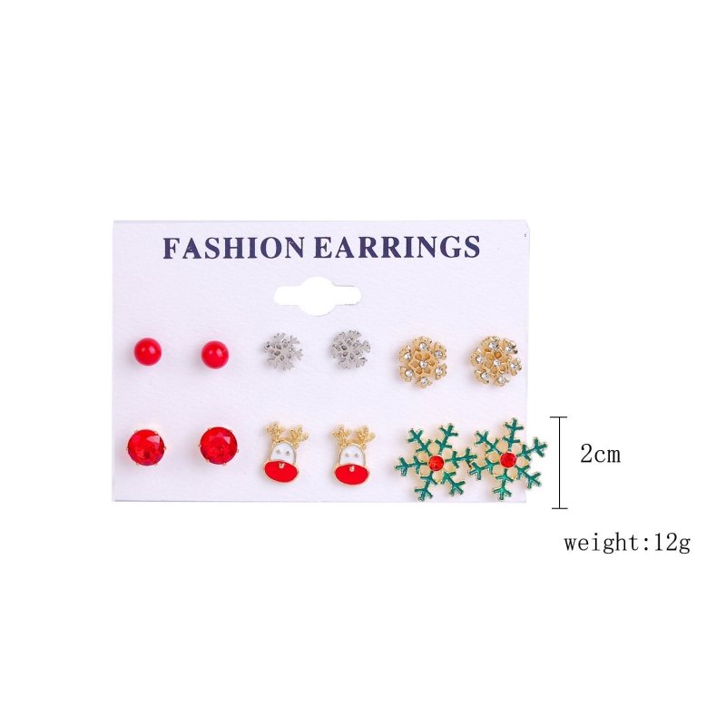 Christmas Stud Earrings Diamond Snowflake Set-Jewearrings