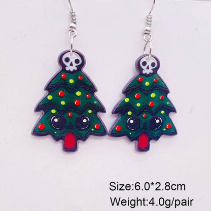 Christmas Tree Bell Acrylic Earrings-Jewearrings