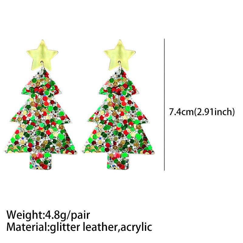 Christmas Tree GREAT Big Sequins Multi-color Holiday Atmosphere Party Exaggerated Earrings-Jewearrings