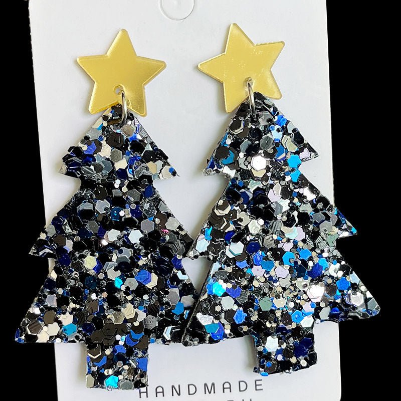 Christmas Tree GREAT Big Sequins Multi-color Holiday Atmosphere Party Exaggerated Earrings-Jewearrings