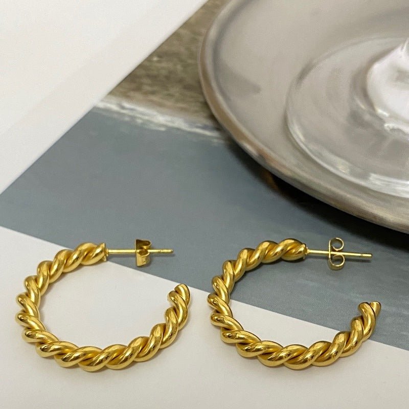 Circle Cannabis Flower Classic Wild Golden Big Ring Earrings-Jewearrings