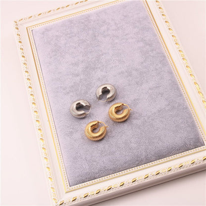 circle electric water pipe shape gold-plated earrings-Jewearrings