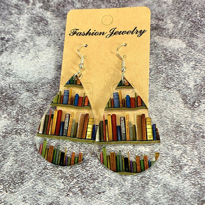 Classic Droplet Splice Bookcase Acrylic Earrings-Jewearrings