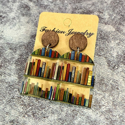 Classic Droplet Splice Bookcase Acrylic Earrings-Jewearrings